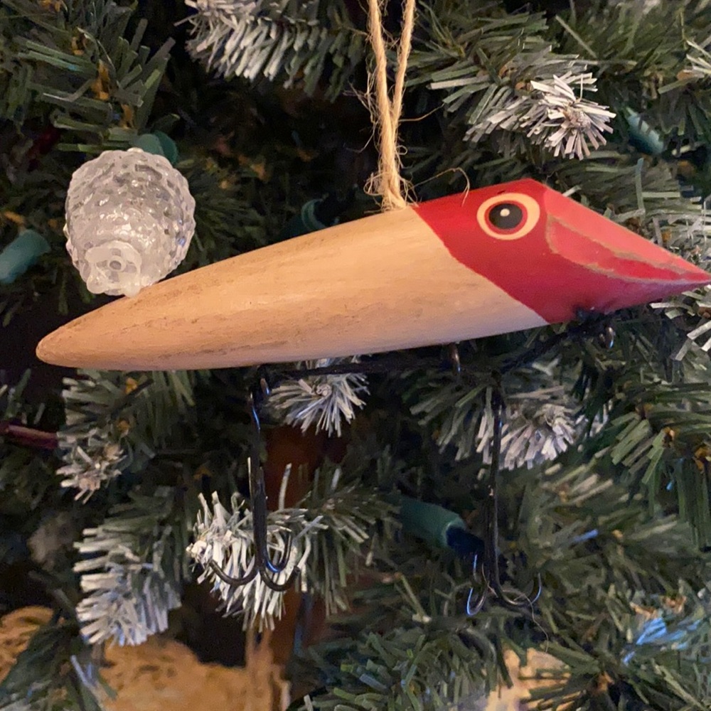 Wooden fishing lure ornament